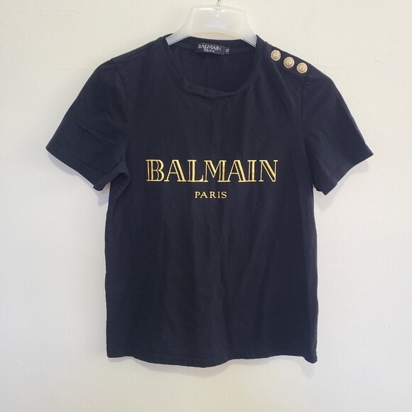 Balmain Women’s T-Shirt Black Top Size XS - Picture 1 of 9
